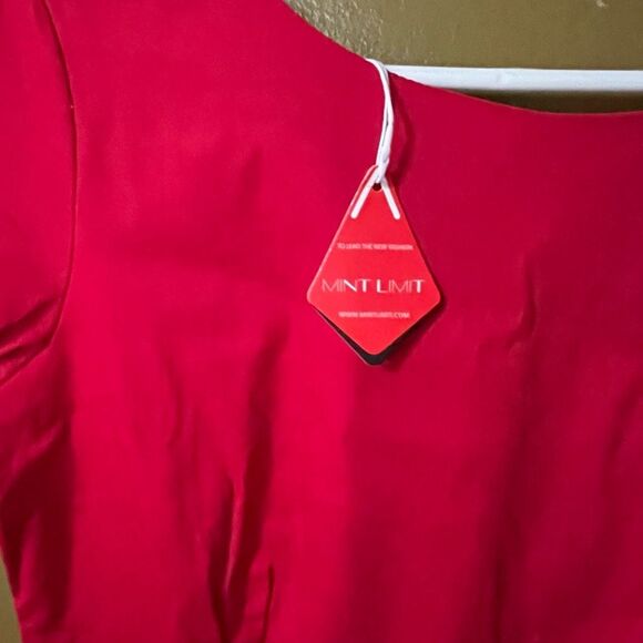 NWT Mint Limit size L fit n flare cherry red dress cotton Spandex - Picture 6 of 6